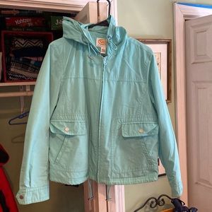 Talbots Petites Turquoise Hooded Windbreaker
